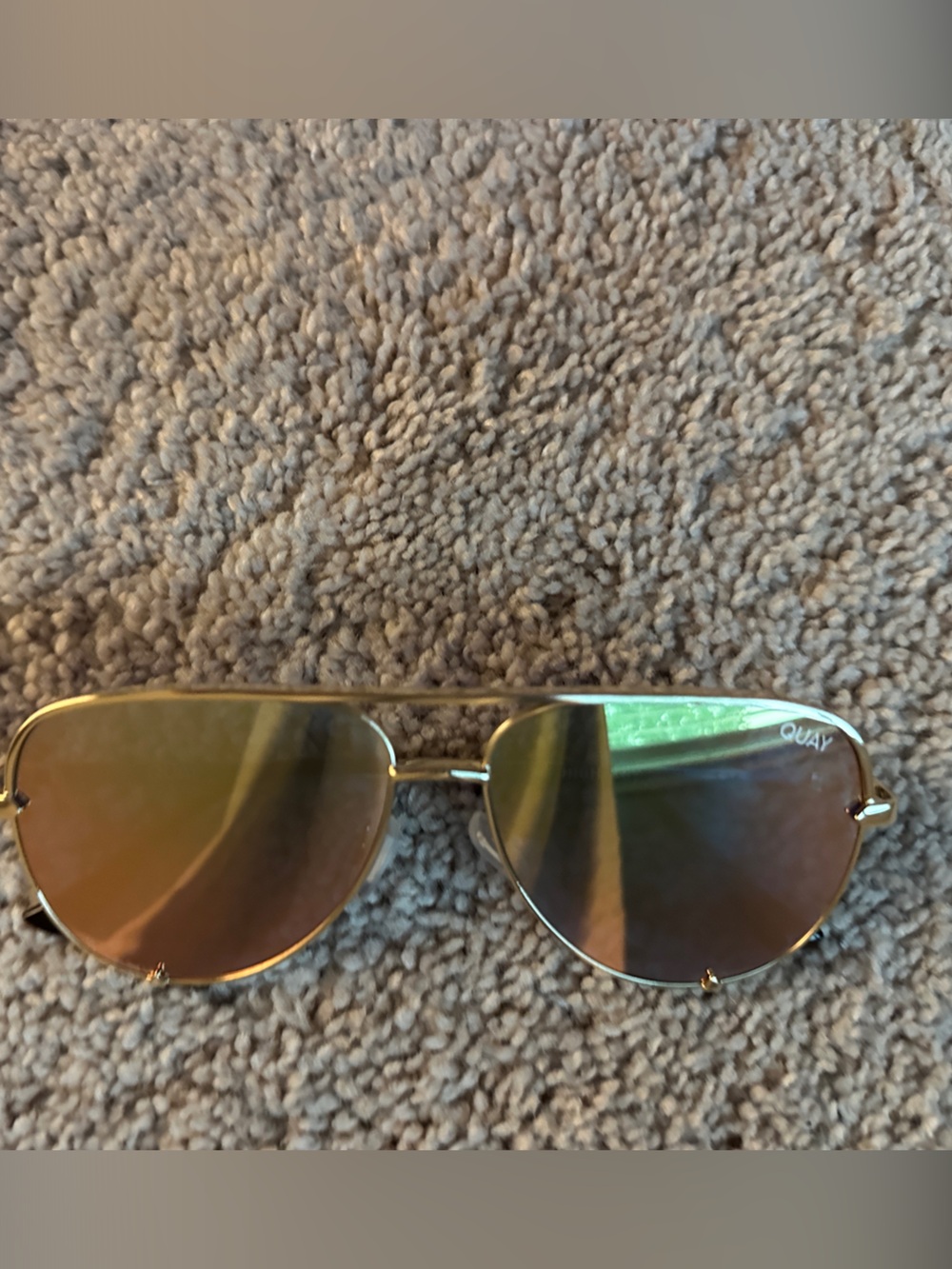Quay Australia Gold Aviator Sunglasses with Mirrored Lenses